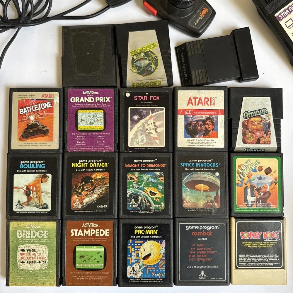 Atari 2600 Games Lot Of 18 Plus Controllers & Accessories. Untested AS-IS